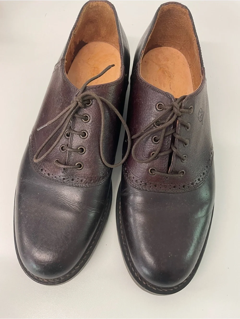 Tommy Hilfiger Men's Dark Brown Two-Tone Leather Oxfords